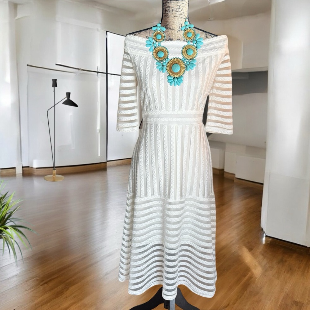 JAX Black Label Partial Sheer White Dress-12 Like New